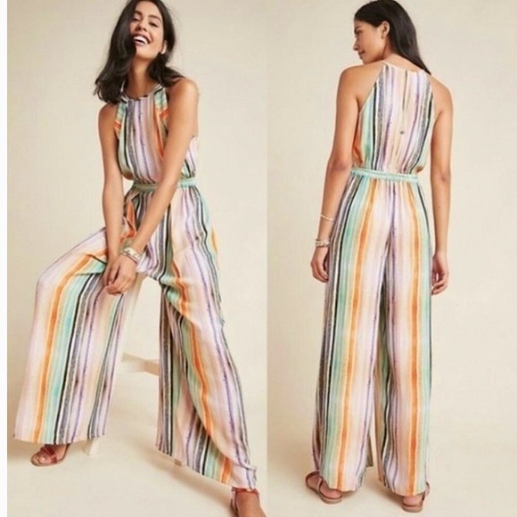 Anthropologie Blank London Gallery Row Edinburgh Striped Wide Leg Jumpsuit S - Picture 1 of 16